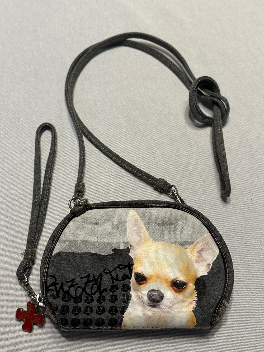 Fuzzynation Red Enamel Crossbody Chihuahua Purse